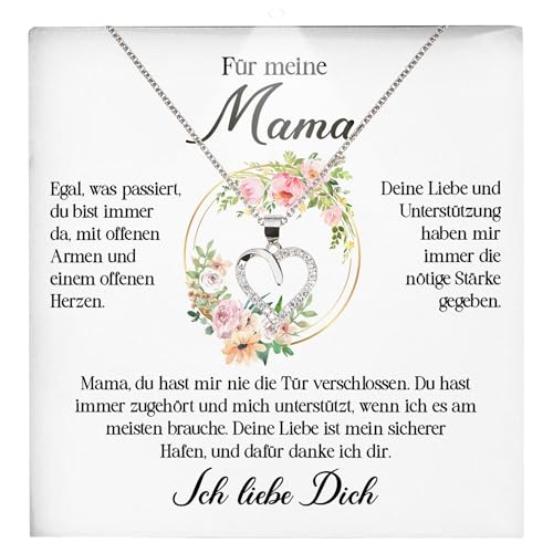 22Feels Mutter Geschenkidee Mama Schmuck Muttertag Frauen - Silber 925/000 Herz Halskette Damen - Geburtstag Weihnachten Idee Tochter Sohn Mutter Eltern Familie - Karte Premium Licht Etui von 22Feels