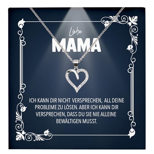22Feels Mutter Geschenkidee Mama Schmuck Muttertag Frauen - Silber 925/000 Herz Halskette Damen - Geburtstag Weihnachten Idee Tochter Sohn Mutter Eltern Familie - Karte Premium Licht Etui von 22Feels
