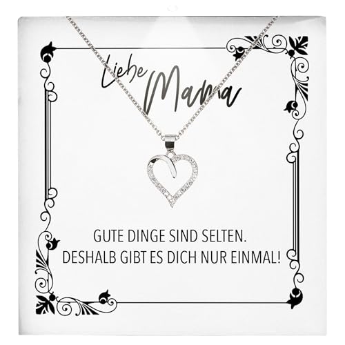 22Feels Mutter Geschenkidee Mama Schmuck Muttertag Frauen - Silber 925/000 Herz Halskette Damen - Geburtstag Weihnachten Idee Tochter Sohn Mutter Eltern Familie - Karte Premium Licht Etui von 22Feels