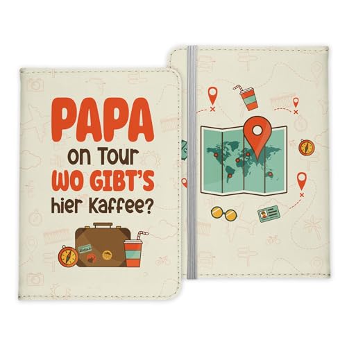 22Feels Papa Geschenk Reisepasshülle On Tour Kaffee Männer Reisen Pass Etui Cover Organizer Vater Gadgets Sommer Urlaub Kunst-Leder von 22Feels