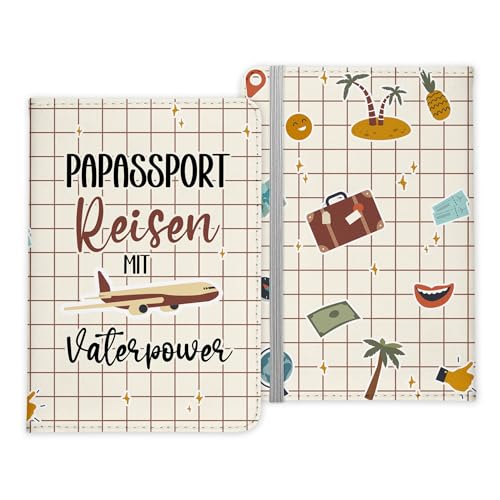 22Feels Papa Geschenk Reisepasshülle Papassport Männer Reisen Pass Etui Cover Organizer Vater Gadgets Sommer Urlaub Kunst-Leder von 22Feels