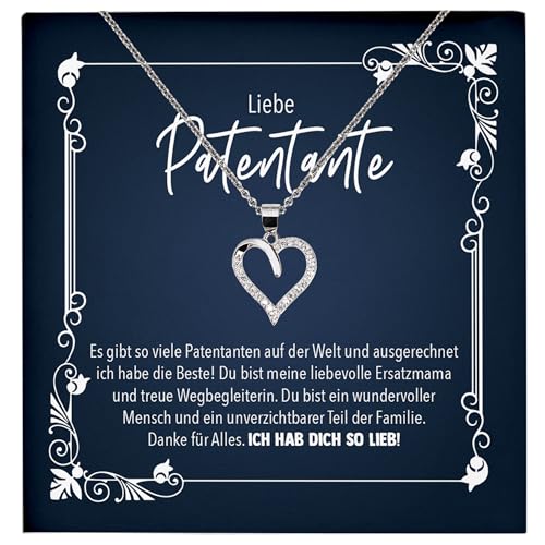 22Feels Patentante Geschenk Frauen Schmuck Set Geburtstag Weihnachten - Echt Silber 925 Herz Halskette mit Karte von 22Feels
