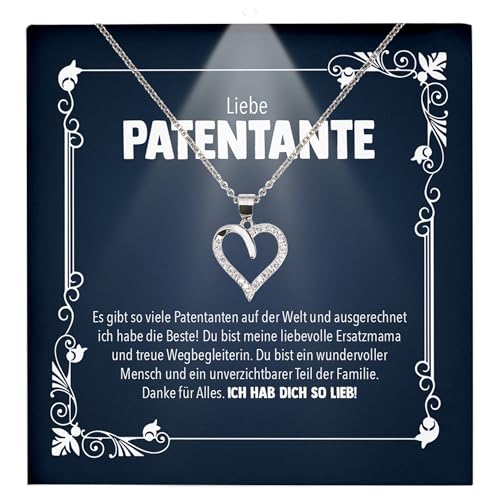22Feels Patin Geschenk Frauen Halskette Patentante - Silber 925/000 Herz Anhänger Damen Schmuck Set - Geburtstag Weihnachten Idee - Karte Premium Licht Etui von 22Feels