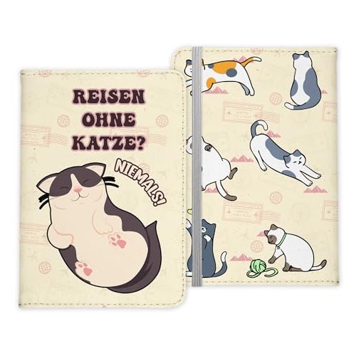 22Feels Reisen mit Katze Reisepasshülle Frauen Geschenk Männer Pass Etui Cover Organizer Gadgets Sommer Urlaub Kunst-Leder von 22Feels
