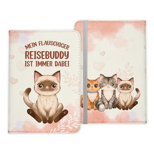 22Feels Reisen mit Katze Reisepasshülle Frauen Geschenk Männer Pass Etui Cover Organizer Gadgets Sommer Urlaub Kunst-Leder von 22Feels