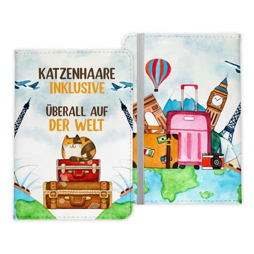 22Feels Reisen mit Katze Reisepasshülle Frauen Geschenk Männer Pass Etui Cover Organizer Gadgets Sommer Urlaub Kunst-Leder von 22Feels