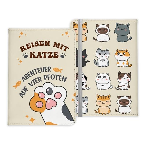 22Feels Reisen mit Katze Reisepasshülle Frauen Geschenk Männer Pass Etui Cover Organizer Gadgets Sommer Urlaub Kunst-Leder von 22Feels