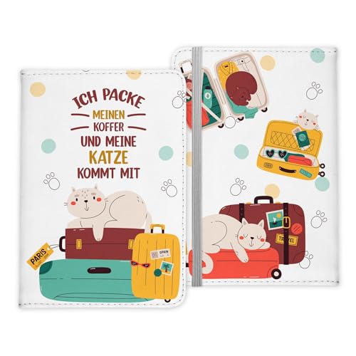 22Feels Reisen mit Katze Reisepasshülle Frauen Geschenk Männer Pass Etui Cover Organizer Gadgets Sommer Urlaub Kunst-Leder von 22Feels