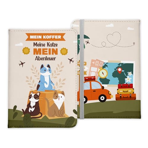 22Feels Reisen mit Katze Reisepasshülle Frauen Geschenk Männer Pass Etui Cover Organizer Gadgets Sommer Urlaub Kunst-Leder von 22Feels