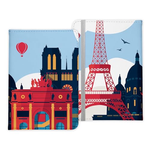 22Feels Reisepasshülle Organizer Reisen Gadgets Eiffelturm Paris Frankreich Hauptstadt Urlaub Kunst-Leder Etui Cover Frauen Männer Kinder von 22Feels