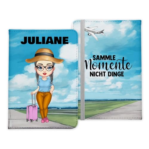 22Feels Reisepasshülle Personalisiert Frauen Mädchen Urlaub Reisen Gadgets Kinder Etui Organizer Namen Kunst-Leder Cover Hülle Geschenk Ehefrau Mama Tochter Enkelin Nichte - Sammle Momente Nicht Dinge von 22Feels