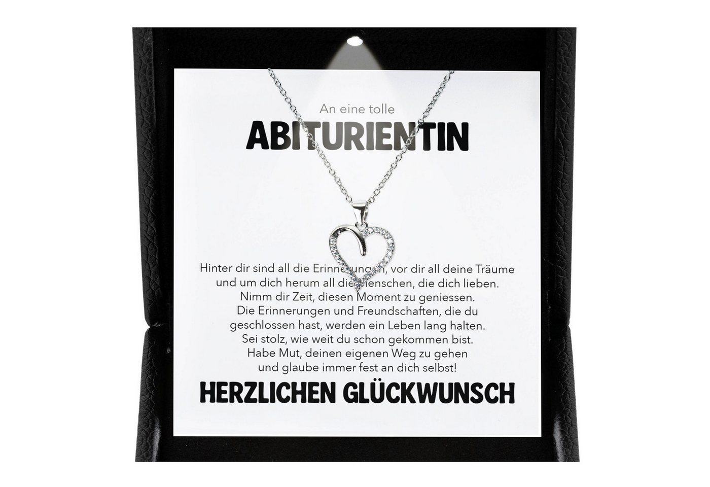 22Feels Schmuckset Abitur Geschenk SET Mädchen Kette Herz Collier Damen Abifeier (inkl. Geschenktasche, Karte, Poliertuch, Beutel), Premium Licht Etui, Silber 925/000, Karte Made In Germany von 22Feels