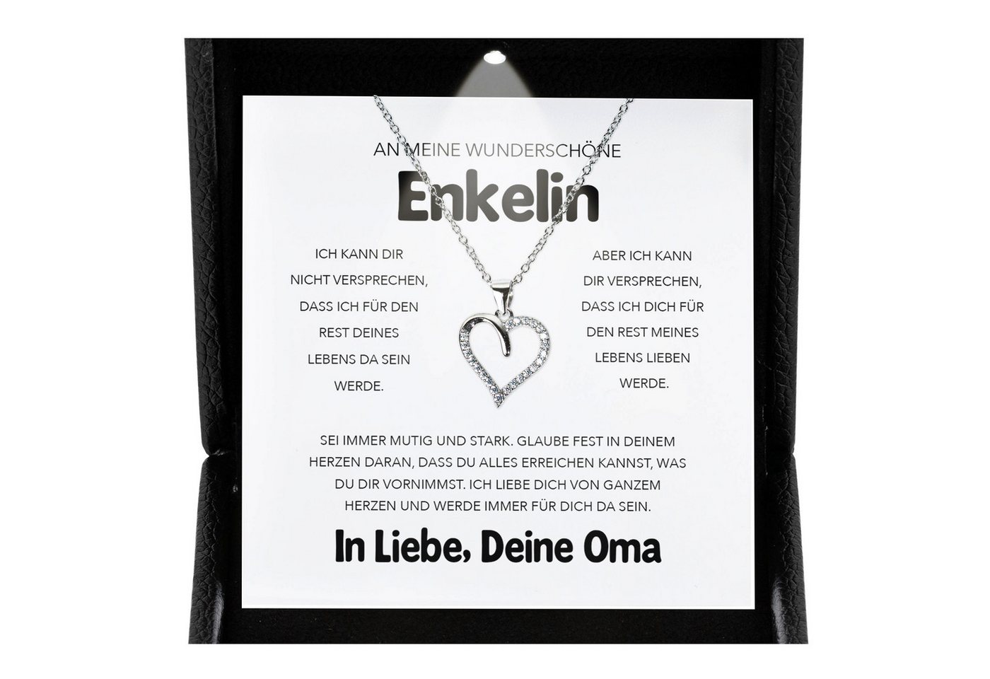 22Feels Schmuckset An Meine Enkelin Geschenk von Oma Mädchen Herz Halskette Frauen Karte (inkl. Geschenktasche, Karte, Poliertuch, Beutel), Premium Licht Etui, Silber 925/000, Karte Made In Germany von 22Feels