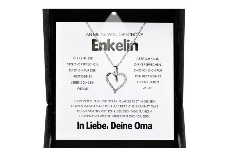 22Feels Schmuckset An Meine Enkelin Geschenk von Oma Mädchen Herz Halskette Frauen Karte (inkl. Geschenktasche, Karte, Poliertuch, Beutel), Premium Licht Etui, Silber 925/000, Karte Made In Germany von 22Feels