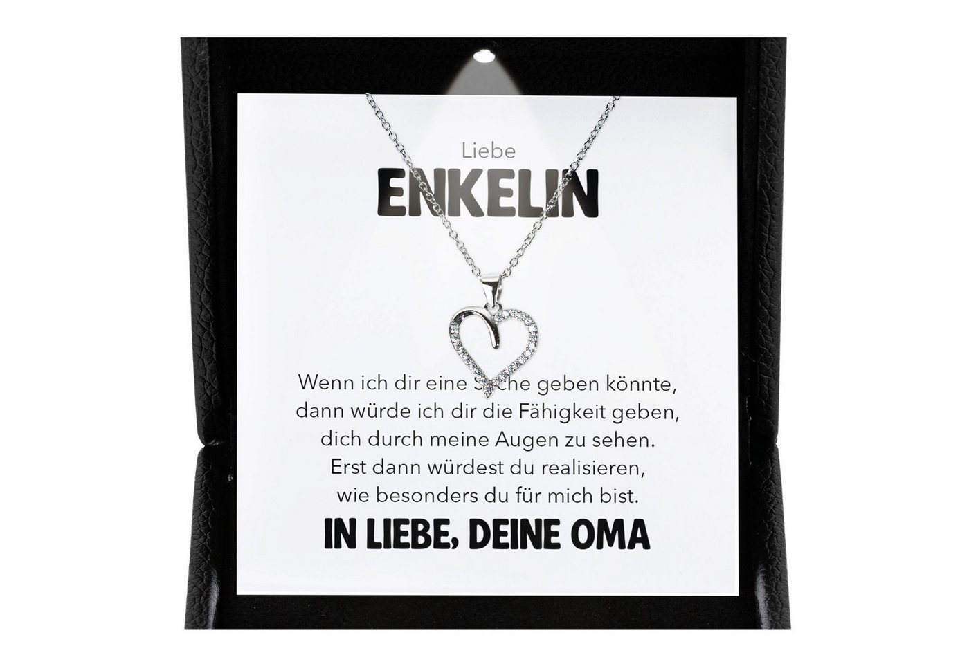 22Feels Schmuckset An Meine Enkelin Geschenk von Oma Mädchen Herz Halskette Frauen Karte (inkl. Geschenktasche, Karte, Poliertuch, Beutel), Premium Licht Etui, Silber 925/000, Karte Made In Germany von 22Feels