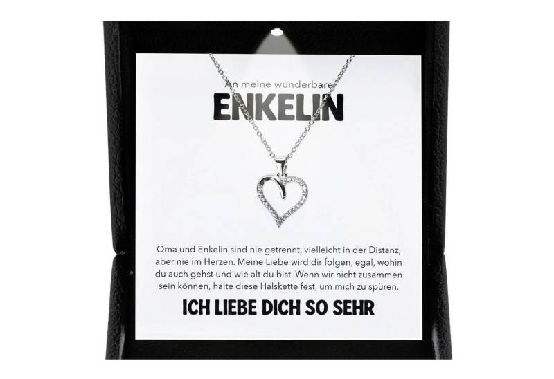 22Feels Schmuckset An Meine Enkelin Geschenk von Oma Mädchen Herz Halskette Frauen Karte (inkl. Geschenktasche, Karte, Poliertuch, Beutel), Premium Licht Etui, Silber 925/000, Karte Made In Germany von 22Feels