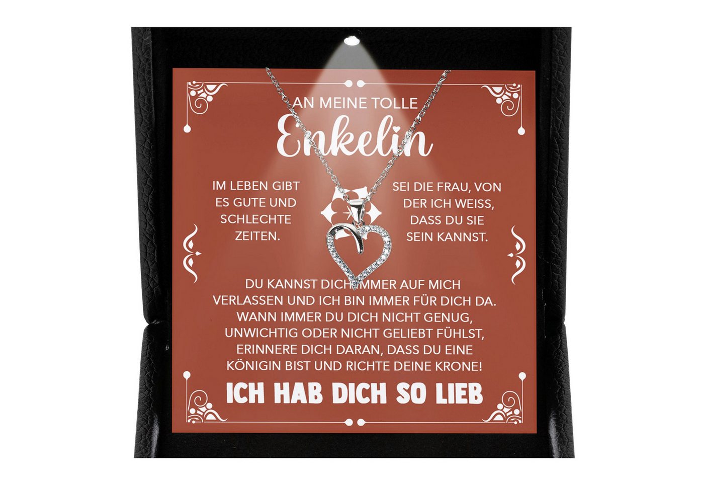 22Feels Schmuckset An Meine Enkelin Geschenk von Oma Opa Mädchen Herz Halskette Frauen (inkl. Geschenktasche, Karte, Poliertuch, Beutel), Premium Licht Etui, Silber 925/000, Karte Made In Germany von 22Feels