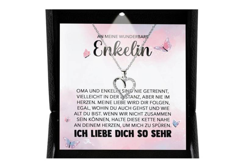 22Feels Schmuckset An Meine Enkelin Geschenk von Oma Opa Mädchen Herz Halskette Frauen (inkl. Geschenktasche, Karte, Poliertuch, Beutel), Premium Licht Etui, Silber 925/000, Karte Made In Germany von 22Feels