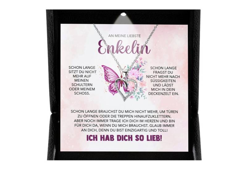 22Feels Schmuckset An Meine Enkelin Geschenk von Oma Opa Mädchen Herz Halskette Frauen (inkl. Geschenktasche, Karte, Poliertuch, Beutel), Premium Licht Etui, Silber 925/000, Karte Made In Germany von 22Feels