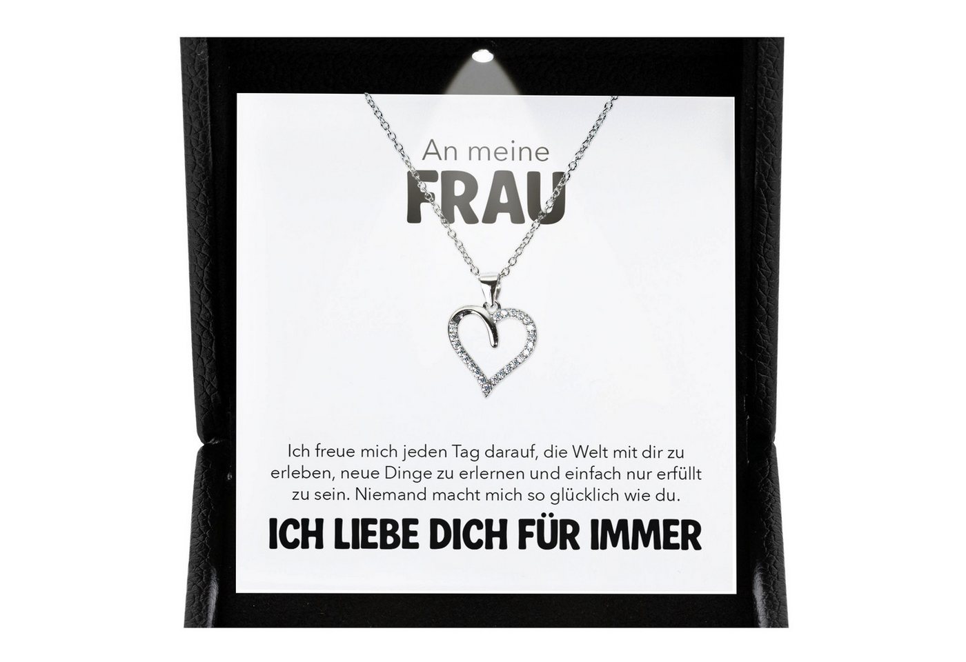 22Feels Schmuckset An Meine Frau Ich Liebe Dich Geschenk Hochzeitstag Herz Kette Frauen (inkl. Geschenktasche, Karte, Poliertuch, Beutel), Premium Licht Etui, Silber 925/000, Karte Made In Germany von 22Feels