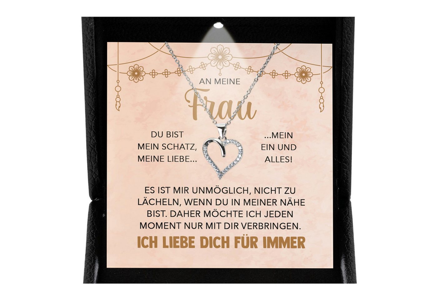 22Feels Schmuckset An Meine Frau Ich Liebe Dich Kette Ehefrau Geschenk Hochzeitstag Herz (inkl. Geschenktasche, Karte, Poliertuch, Beutel), Premium Licht Etui, Silber 925/000, Karte Made In Germany von 22Feels