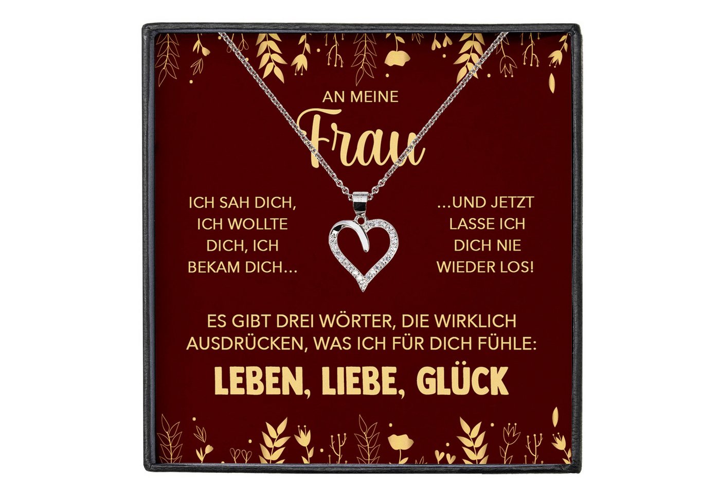 22Feels Schmuckset An Meine Frau Ich Liebe Dich Kette Ehefrau Geschenk Hochzeitstag Herz (inkl. Geschenktasche, Karte, Poliertuch, Beutel), Silber 925/000, Karte Made In Germany von 22Feels