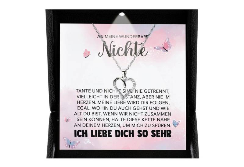 22Feels Schmuckset An Meine Nichte Geschenk von Tante Mädchen Herz Halskette Frauen (inkl. Geschenktasche, Karte, Poliertuch, Beutel), Premium Licht Etui, Silber 925/000, Karte Made In Germany von 22Feels
