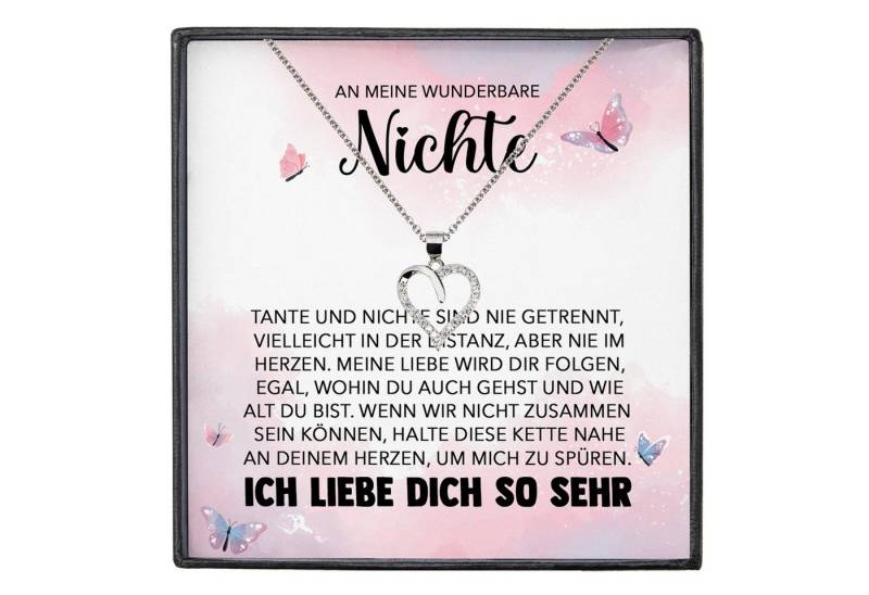 22Feels Schmuckset An Meine Nichte Geschenk von Tante Mädchen Herz Halskette Frauen (inkl. Geschenktasche, Karte, Poliertuch, Beutel), Silber 925/000, Karte Made In Germany von 22Feels