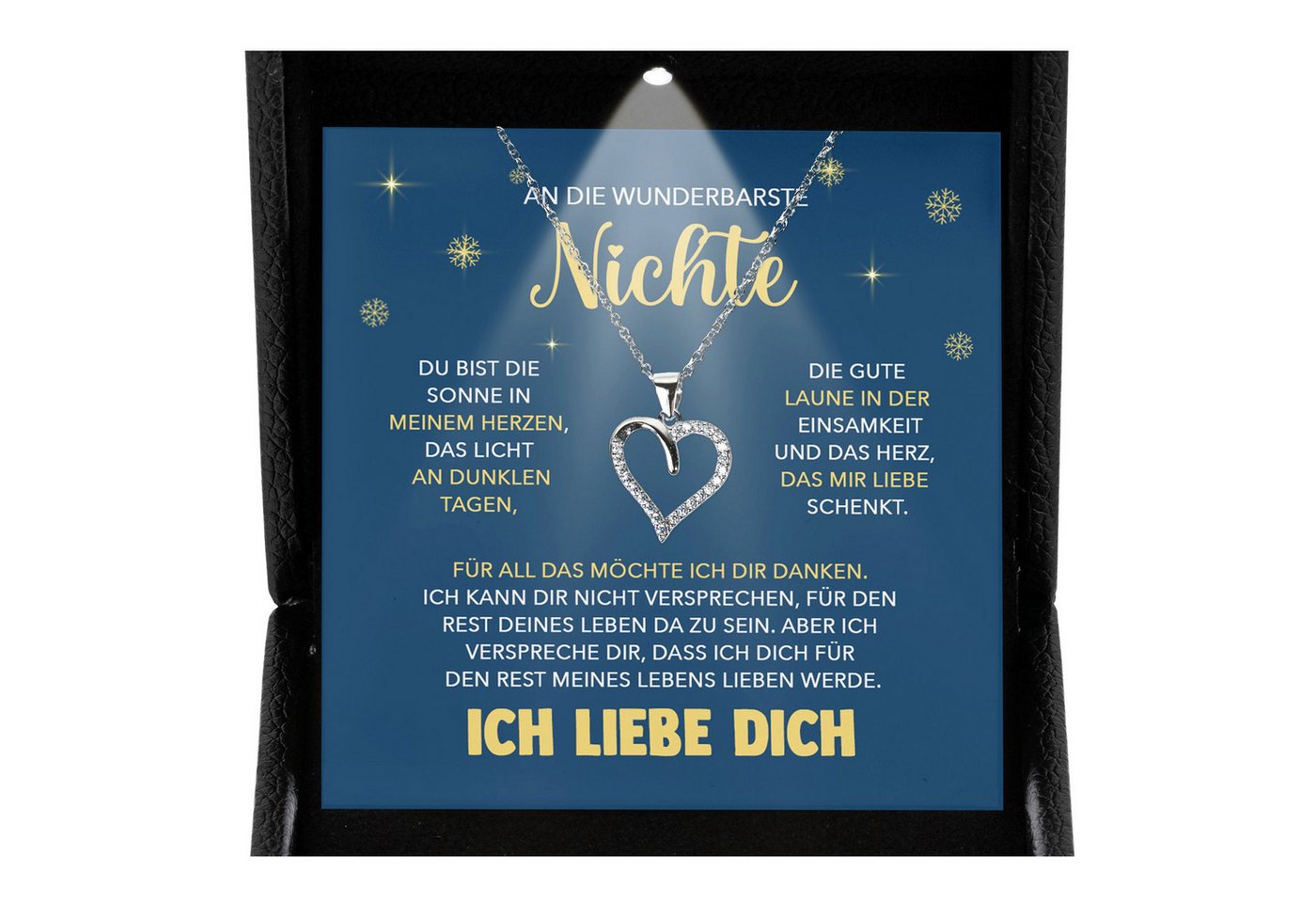 22Feels Schmuckset An Meine Nichte Geschenk von Tante Onkel Mädchen Herz Halskette Frauen (inkl. Geschenktasche, Karte, Poliertuch, Beutel), Premium Licht Etui, Silber 925/000, Karte Made In Germany von 22Feels