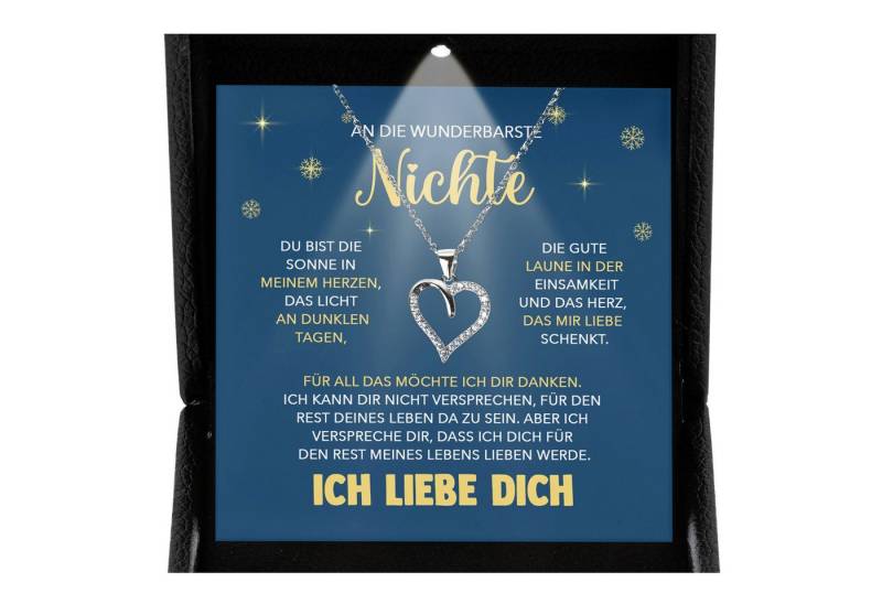 22Feels Schmuckset An Meine Nichte Geschenk von Tante Onkel Mädchen Herz Halskette Frauen (inkl. Geschenktasche, Karte, Poliertuch, Beutel), Premium Licht Etui, Silber 925/000, Karte Made In Germany von 22Feels