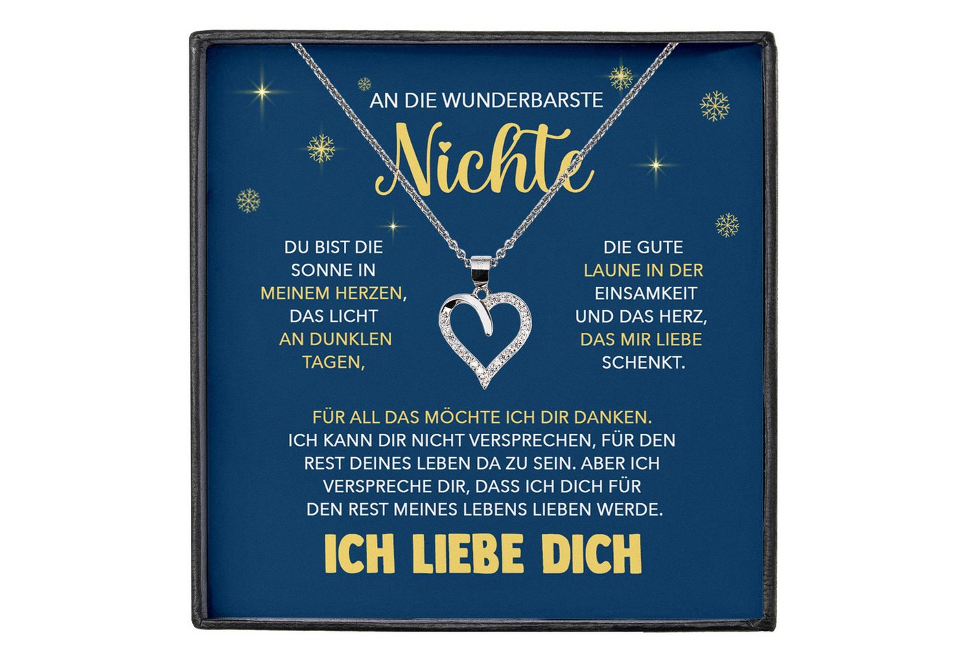 22Feels Schmuckset An Meine Nichte Geschenk von Tante Onkel Mädchen Herz Halskette Frauen (inkl. Geschenktasche, Karte, Poliertuch, Beutel), Silber 925/000, Karte Made In Germany von 22Feels