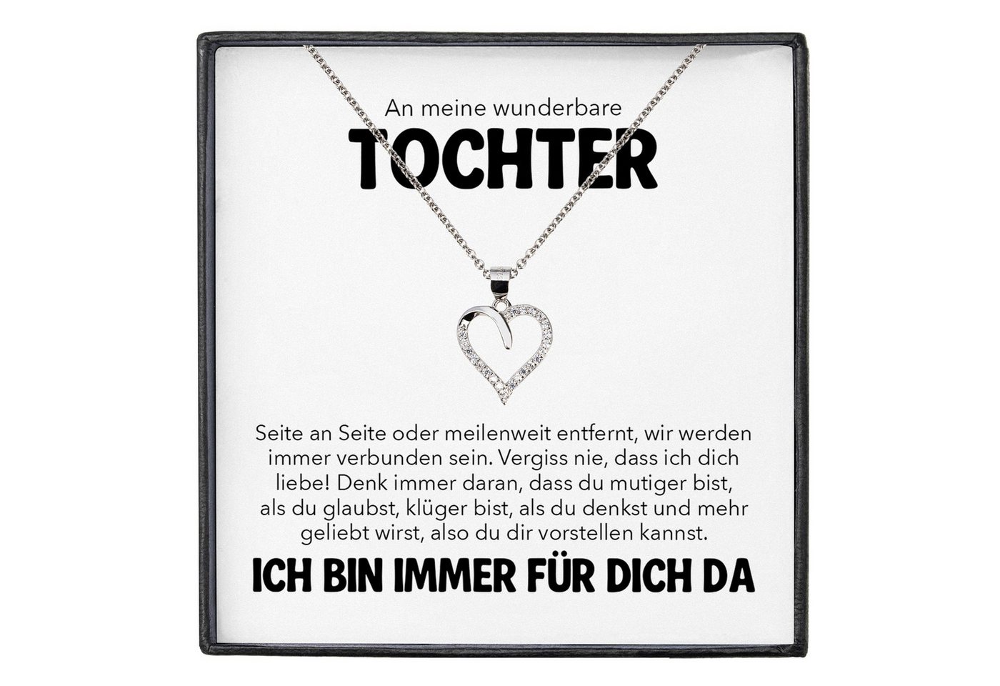 22Feels Schmuckset An Meine Tochter Geschenk von Mama Papa Mädchen Frauen Herz Halskette (inkl. Geschenktasche, Karte, Poliertuch, Beutel), Silber 925/000, Karte Made In Germany von 22Feels