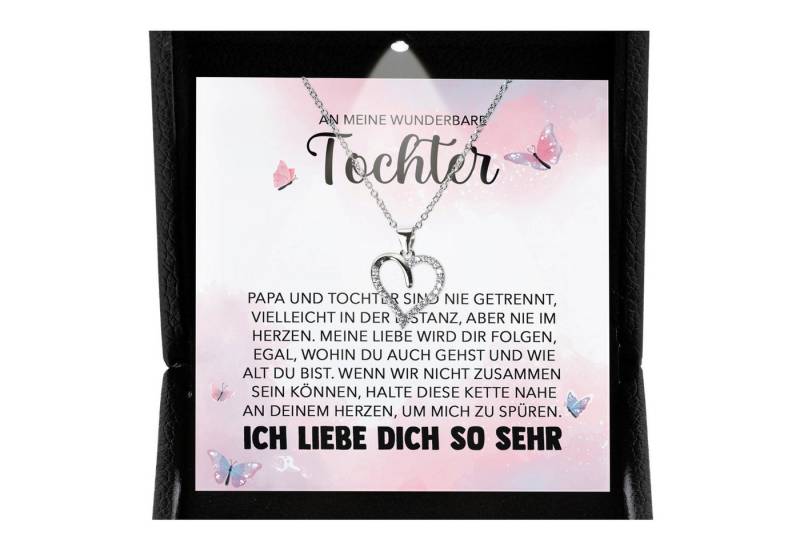 22Feels Schmuckset An Meine Tochter Geschenk von Papa Mädchen Frauen Herz Halskette Karte (inkl. Geschenktasche, Karte, Poliertuch, Beutel), Premium Licht Etui, Silber 925/000, Karte Made In Germany von 22Feels