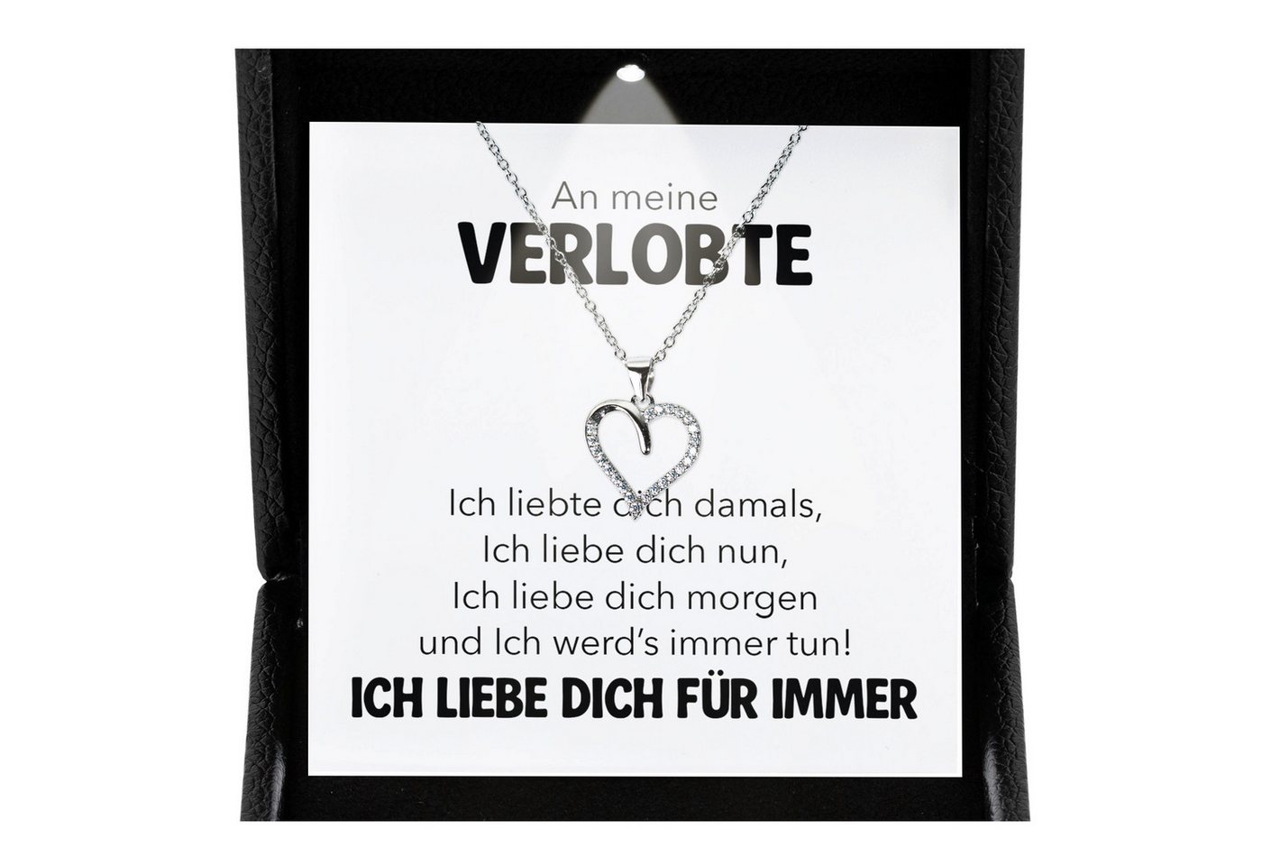22Feels Schmuckset An Meine Verlobte Geschenk Frauen Verlobung Ich Liebe Dich Herz Kette (inkl. Geschenktasche, Karte, Poliertuch, Beutel), Premium Licht Etui, Silber 925/000, Karte Made In Germany von 22Feels