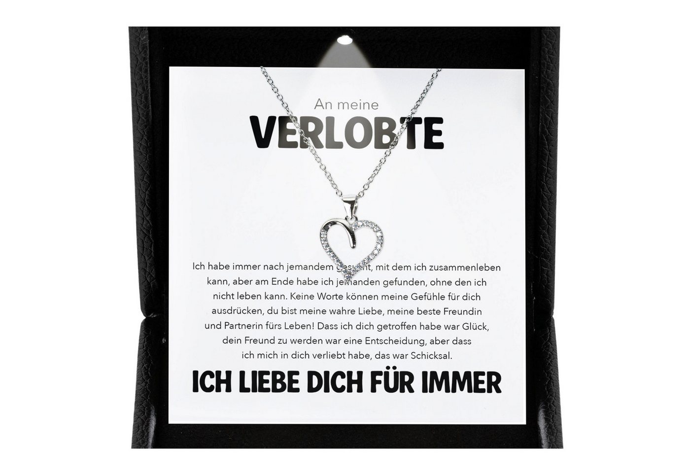 22Feels Schmuckset An Meine Verlobte Geschenk Frauen Verlobung Ich Liebe Dich Herz Kette (inkl. Geschenktasche, Karte, Poliertuch, Beutel), Premium Licht Etui, Silber 925/000, Karte Made In Germany von 22Feels