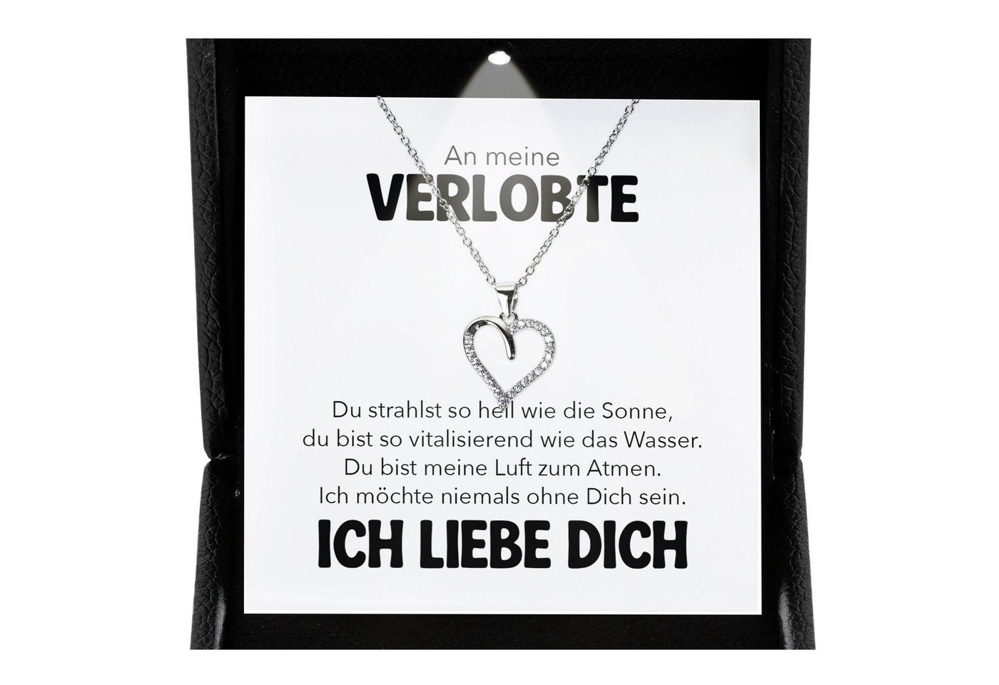 22Feels Schmuckset An Meine Verlobte Geschenk Frauen Verlobung Ich Liebe Dich Herz Kette (inkl. Geschenktasche, Karte, Poliertuch, Beutel), Premium Licht Etui, Silber 925/000, Karte Made In Germany von 22Feels