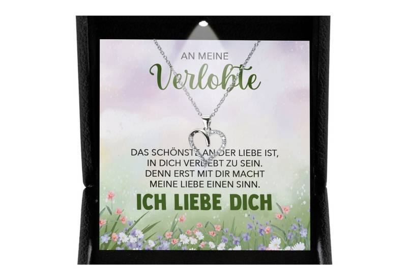 22Feels Schmuckset An Meine Verlobte Geschenk Frauen Verlobung Ich Liebe Dich Herz Kette (inkl. Geschenktasche, Karte, Poliertuch, Beutel), Premium Licht Etui, Silber 925/000, Karte Made In Germany von 22Feels