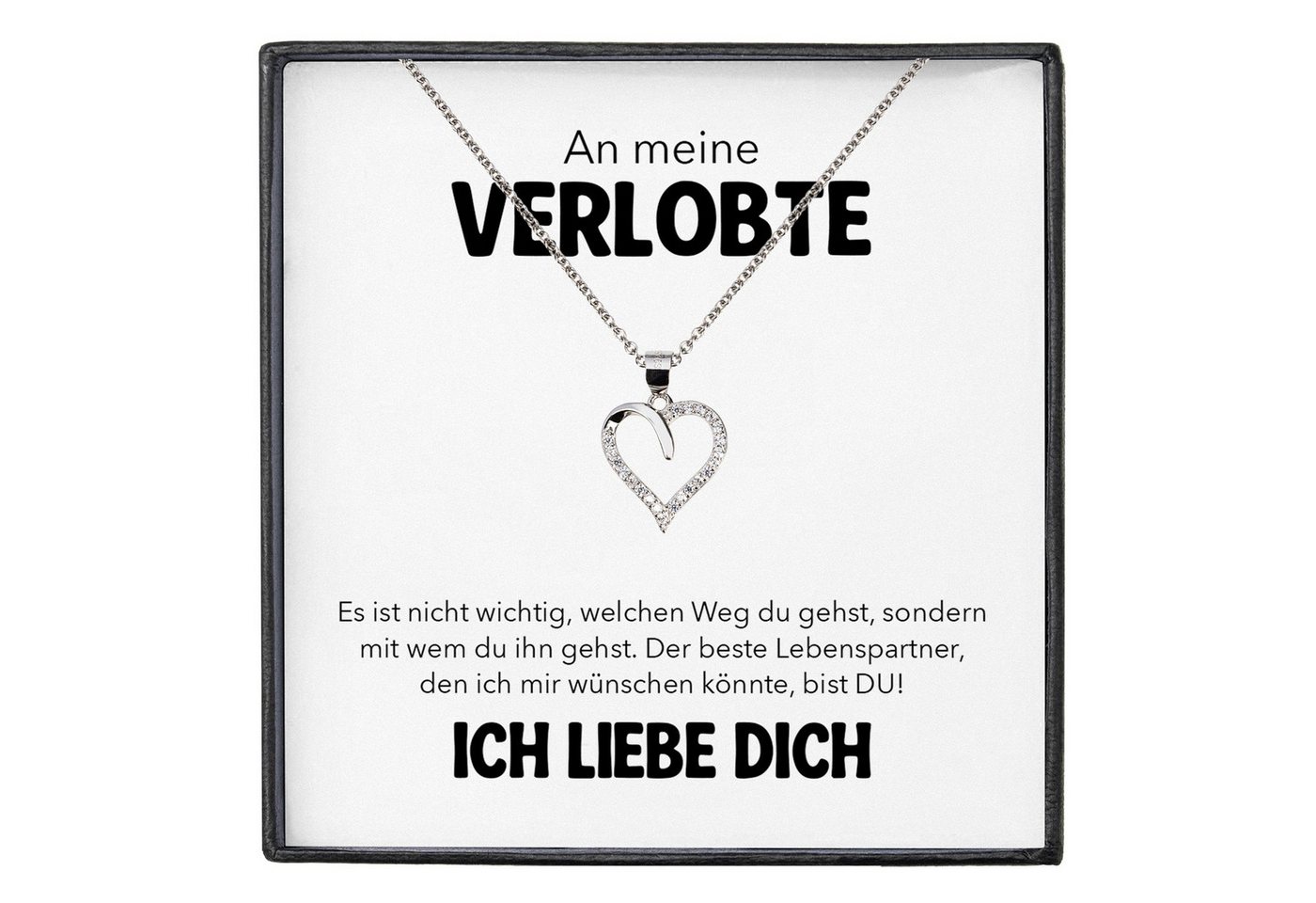 22Feels Schmuckset An Meine Verlobte Geschenk Frauen Verlobung Ich Liebe Dich Herz Kette (inkl. Geschenktasche, Karte, Poliertuch, Beutel), Silber 925/000, Karte Made In Germany von 22Feels