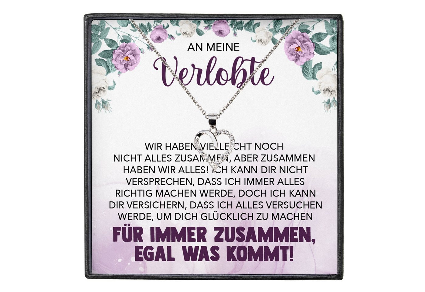 22Feels Schmuckset An Meine Verlobte Geschenk Frauen Verlobung Ich Liebe Dich Herz Kette (inkl. Geschenktasche, Karte, Poliertuch, Beutel), Silber 925/000, Karte Made In Germany von 22Feels