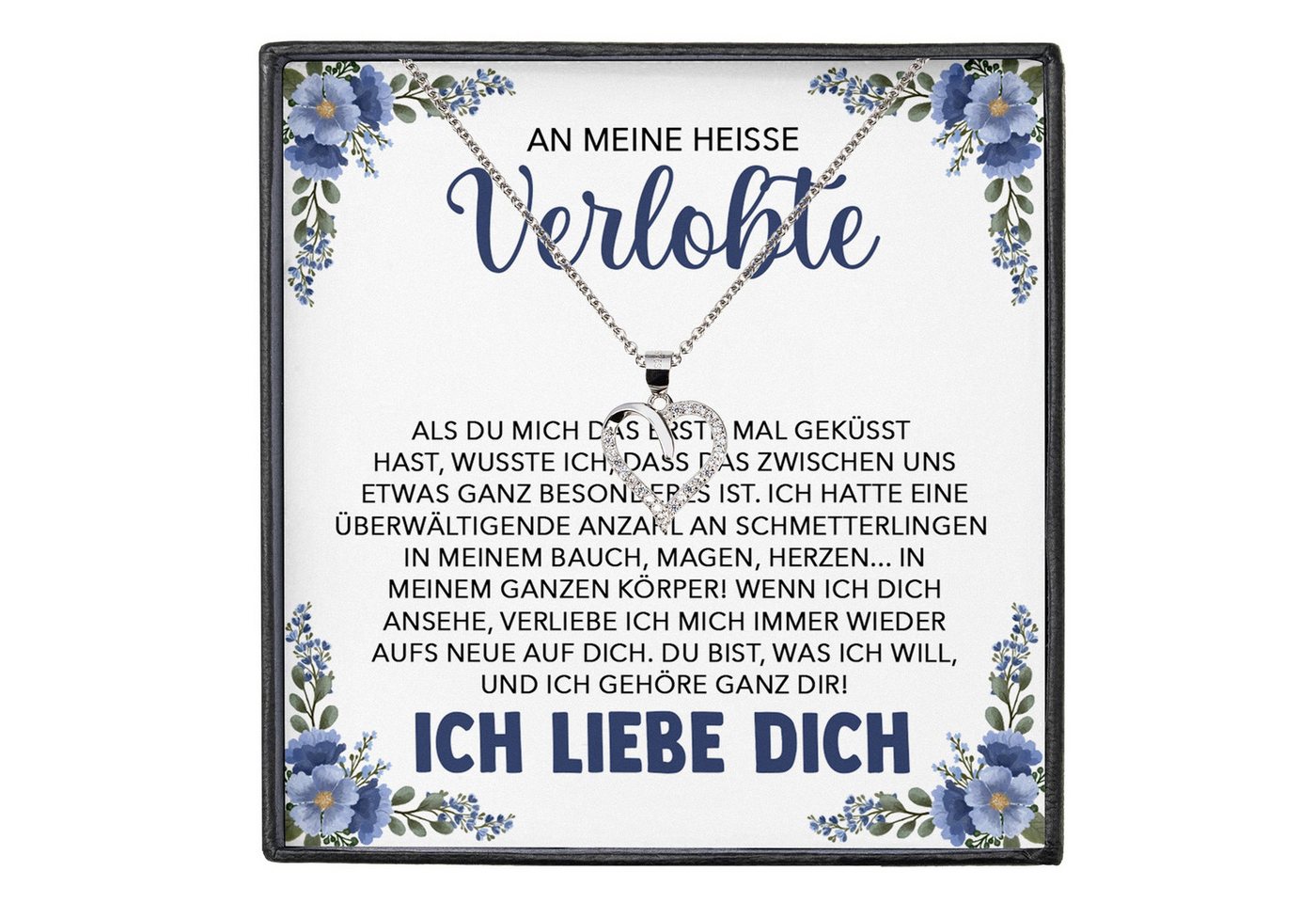 22Feels Schmuckset An Meine Verlobte Geschenk Frauen Verlobung Ich Liebe Dich Herz Kette (inkl. Geschenktasche, Karte, Poliertuch, Beutel), Silber 925/000, Karte Made In Germany von 22Feels