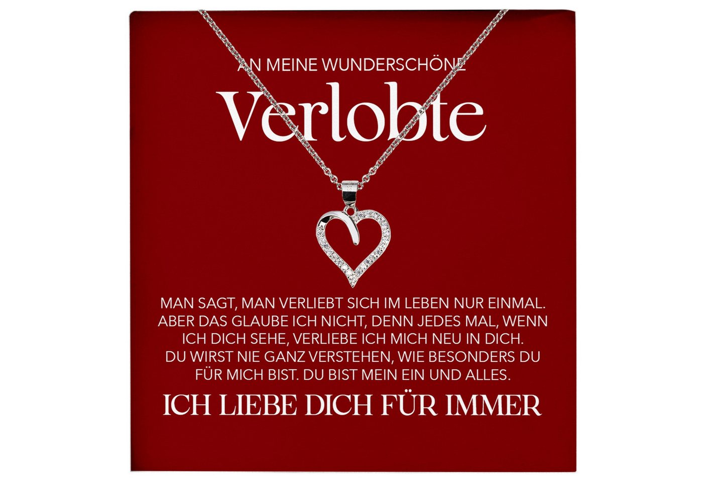 22Feels Schmuckset An Meine Wunderschöne Verlobte Halskette Verlobung Geschenk Frauen (inkl. Geschenktasche, Karte, Poliertuch, Beutel), Echt-Silber 925/000, Karte Made In Germany von 22Feels