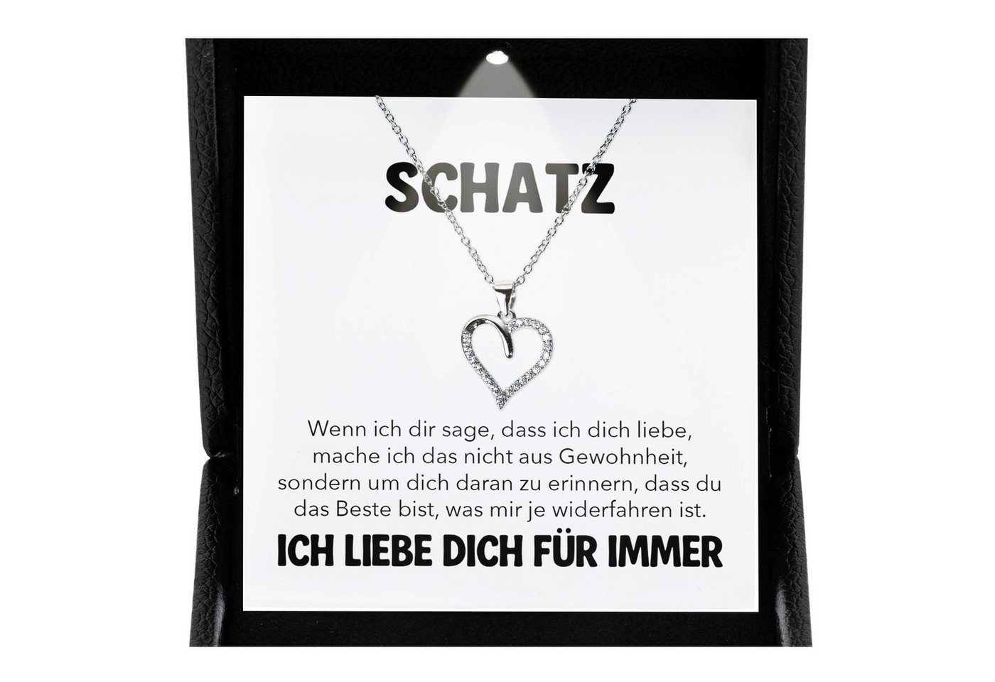 22Feels Schmuckset An Meinen Schatz Ich Liebe Dich Kette Frauen Geschenk Herz Halskette (inkl. Geschenktasche, Karte, Poliertuch, Beutel), Premium Licht Etui, Silber 925/000, Karte Made In Germany von 22Feels