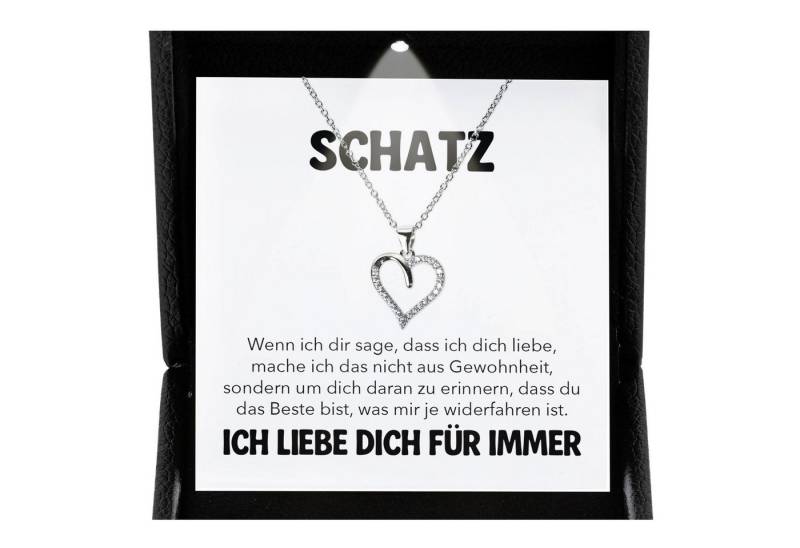 22Feels Schmuckset An Meinen Schatz Ich Liebe Dich Kette Frauen Geschenk Herz Halskette (inkl. Geschenktasche, Karte, Poliertuch, Beutel), Premium Licht Etui, Silber 925/000, Karte Made In Germany von 22Feels