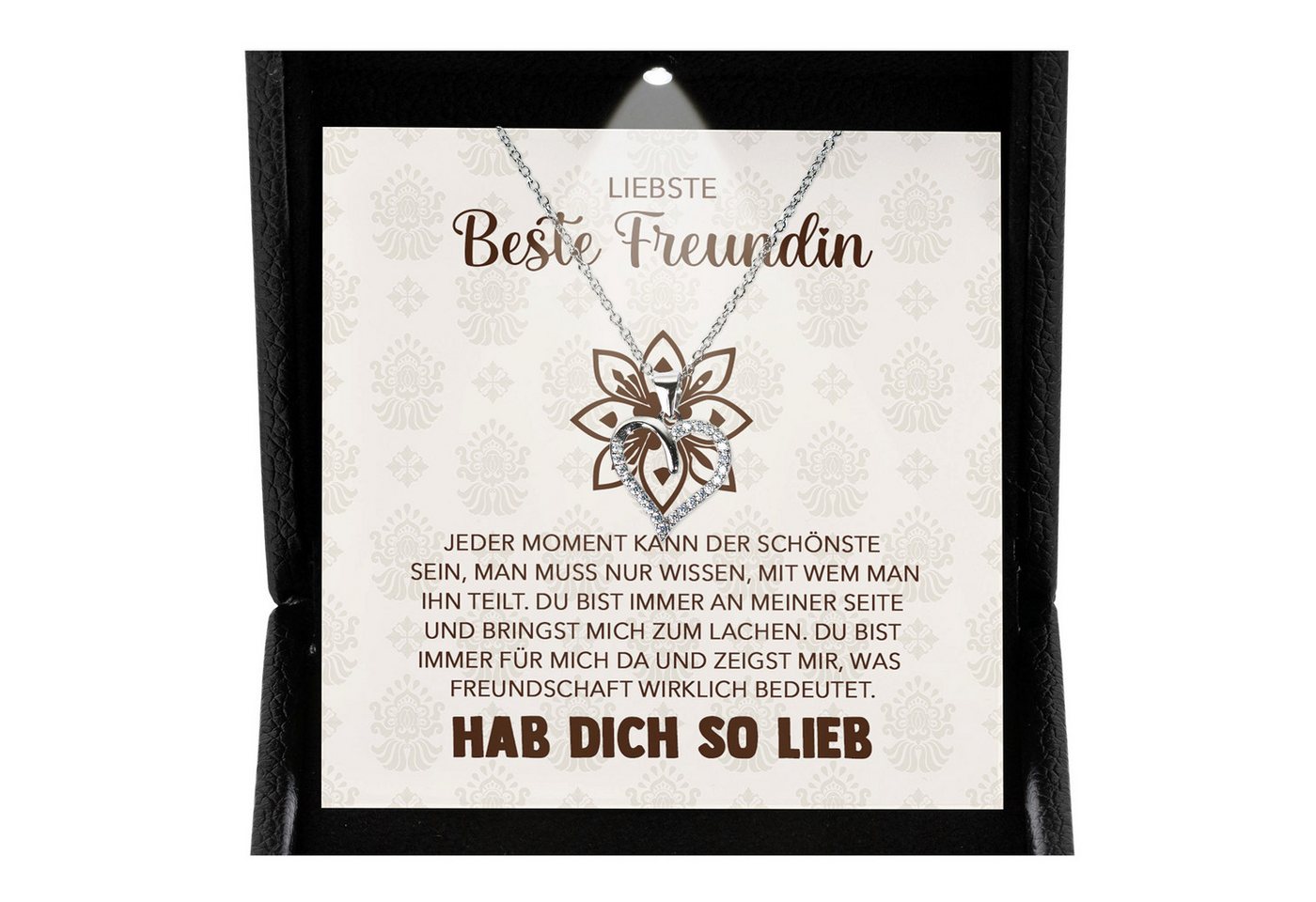 22Feels Schmuckset Beste Freundin Geschenk Bestie BFFs Frauen Mädchen Herz Halskette (inkl. Geschenktasche, Karte, Poliertuch, Beutel), Premium Licht Etui, Silber 925/000, Karte Made In Germany von 22Feels
