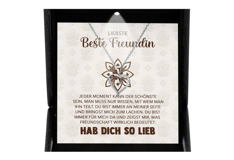 22Feels Schmuckset Beste Freundin Geschenk Bestie BFFs Frauen Mädchen Herz Halskette (inkl. Geschenktasche, Karte, Poliertuch, Beutel), Premium Licht Etui, Silber 925/000, Karte Made In Germany von 22Feels
