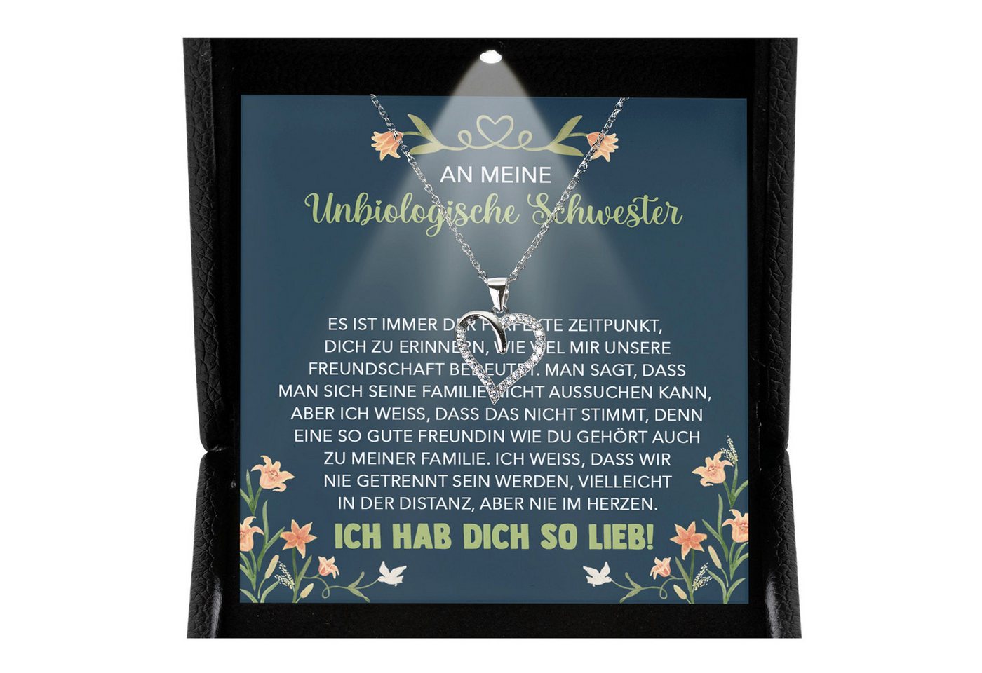 22Feels Schmuckset Beste Freundin Geschenk Bestie BFFs Frauen Mädchen Herz Halskette (inkl. Geschenktasche, Karte, Poliertuch, Beutel), Premium Licht Etui, Silber 925/000, Karte Made In Germany von 22Feels