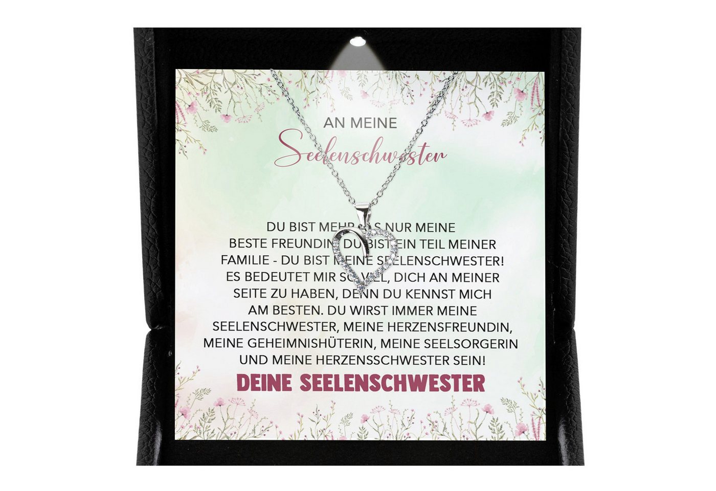 22Feels Schmuckset Beste Freundin Geschenk Bestie BFFs Frauen Mädchen Herz Halskette (inkl. Geschenktasche, Karte, Poliertuch, Beutel), Premium Licht Etui, Silber 925/000, Karte Made In Germany von 22Feels