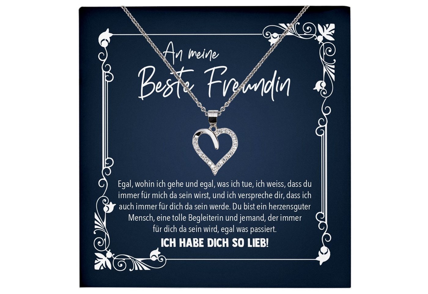 22Feels Schmuckset Beste Freundin Geschenk Bff Frauen Mädchen Schmuck Herz Halskette, Echt-Silber 925/000, Karte Made In Germany von 22Feels