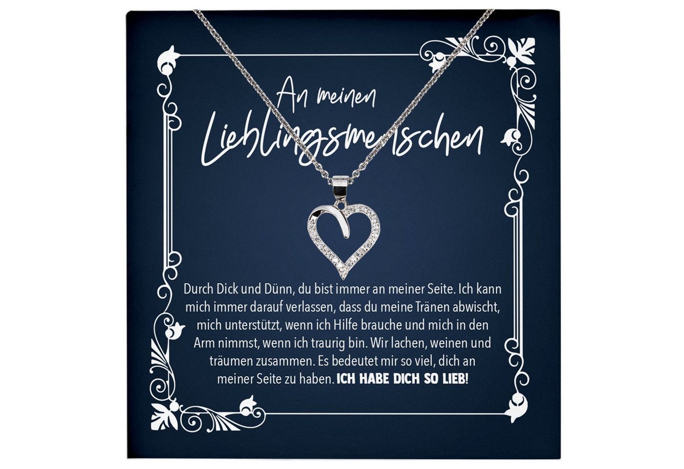 22Feels Schmuckset Beste Freundin Geschenk Lieblingsmensch Frauen Mädchen Herz Halskette, Echt-Silber 925/000, Karte Made In Germany von 22Feels