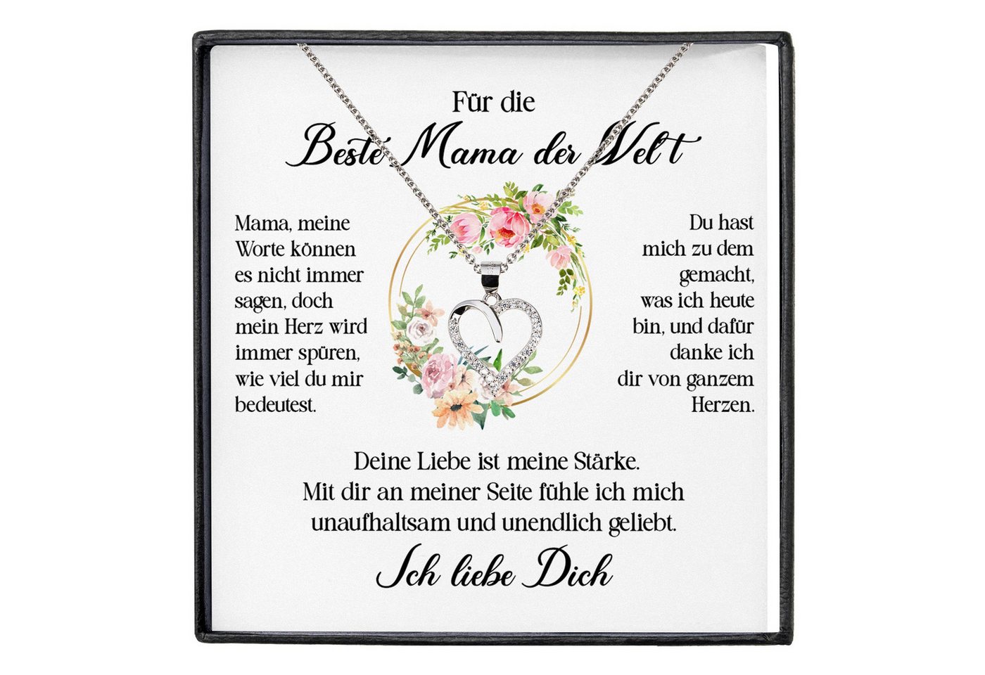 22Feels Schmuckset Beste Mama der Welt Geschenk Kette Muttertag Frauen Schmuck Geburtstag (inkl. Geschenktasche, Karte, Poliertuch, Beutel), Echt-Silber 925/000, Karte Made In Germany von 22Feels